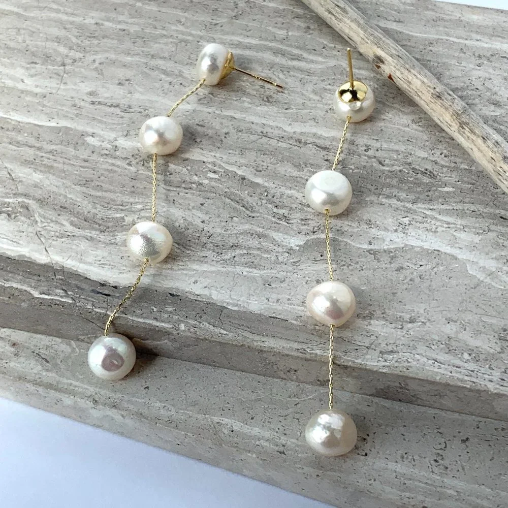 New ~ Anthropologie BHLDN "Leonor" Long Pearl Earrings_9
